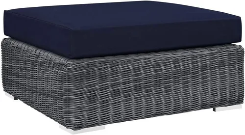Miniatura 10 de Modway Summon - Otomana cuadrada de mimbre para patio al aire libre, color gris