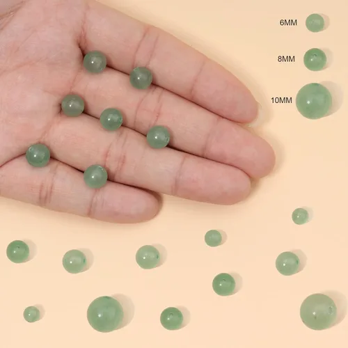 Miniatura 4 de 60 cuentas de piedra natural de 15⁄64 pulgadas (6 mm) con cuentas de aventurina verde que es una piedra para sanación de la energía. Piedras