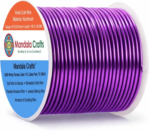 Miniatura 238 de Mandala Crafts - Alambre de aluminio anodizado de 8 calibre para hacer joyas - 9.75 m de alambre flexible negro colorido - Flexible para bonsái
