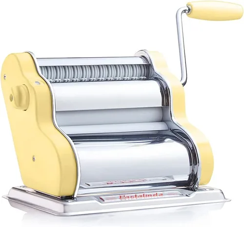 PASTALINDA Máquina para hacer pasta Classic 200, rodillos de 7.9 in de ancho, 9 posiciones de grosor, 2 posiciones de corte, acero inoxidable,