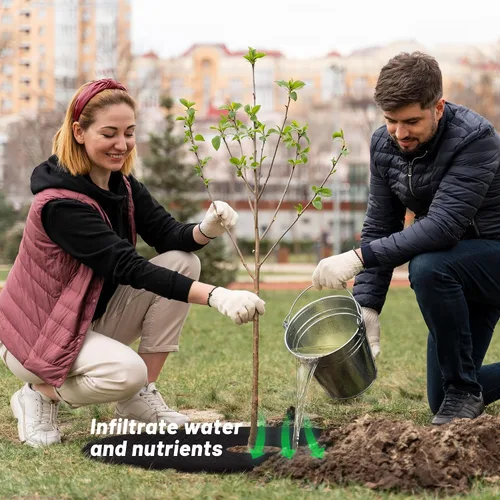 Miniatura 3 de Anillo de mantillo de árbol no tejido de 32.5 pulgadas, tapete de barrera de malezas reutilizable para árboles, mantillo degradable de árboles