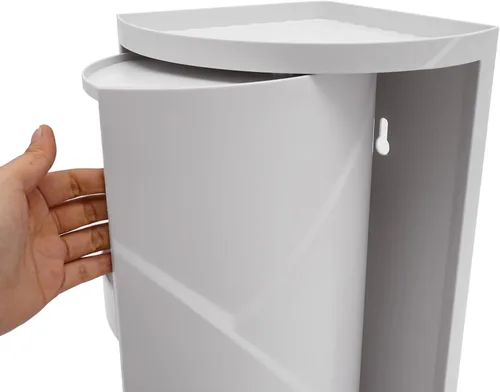 Miniatura 7 de Estantes de almacenamiento de mesa, estante organizador de escritorio de 3 niveles con puertas giratorias de 360°, estantes esquineros