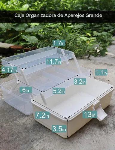 Miniatura 2 de Avlcoaky Caja de aparejos grande de 3 capas Caja de almacenamiento portátil de plástico Organizador de caja de aparejos de pesca Caja de aparejos