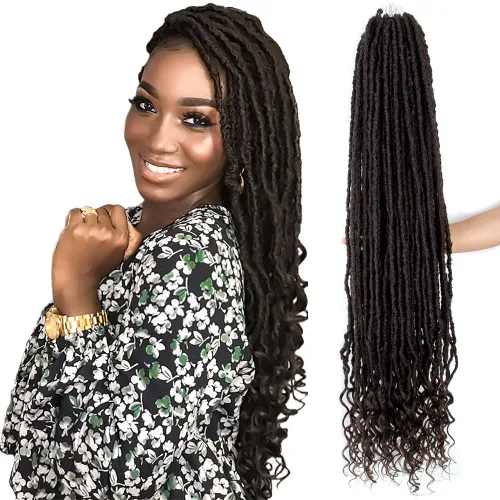 Miniatura 9 de Niseyo Wild Locs - Rastas sintéticas desgastadas de 14 pulgadas con extremos rizados, 8 paquetes de cabello largo y suave con bucles preformados