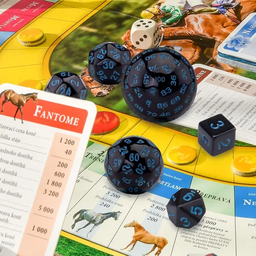 Miniatura 5 de AUSTOR Juego completo de dados poliédricos D3-D100 de 15 piezas con una bolsa de almacenamiento de cuero con cordón para juegos de mesa