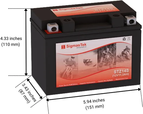 Miniatura 2 de Yuasa YTZ14S - Batería de motocicleta AGM sellada de plomo ácido compatible por SigmasTek, STZ14S 230CCA