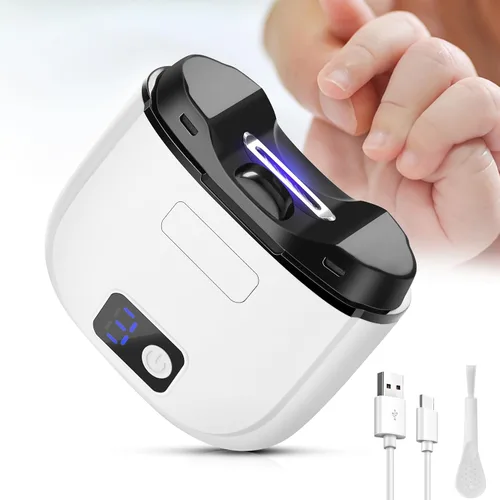Juego de lima y cortaúñas eléctrica, recargable por USB con 3 velocidades, pantalla LCD y estuche de almacenamiento, recortadora de uñas segura para