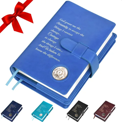 Miniatura 13 de GALILEO® Funda de libro doble AA grande y 12 pasos y 12 tradiciones Regalo AA Alcohólicos Anónimos Cuero PU Soporte para monedas Fundas
