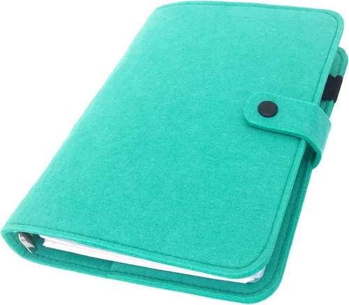 Carpeta de fieltro A5 con páginas y juego de bolsillos para carpeta, color menta aguamarina