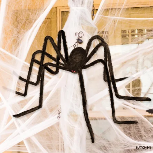 Miniatura 4 de KatchOn, Araña gigante peluda negra de Halloween, 6.5 pies, araña falsa plegable para decoración de Halloween al aire libre Decoración de verano
