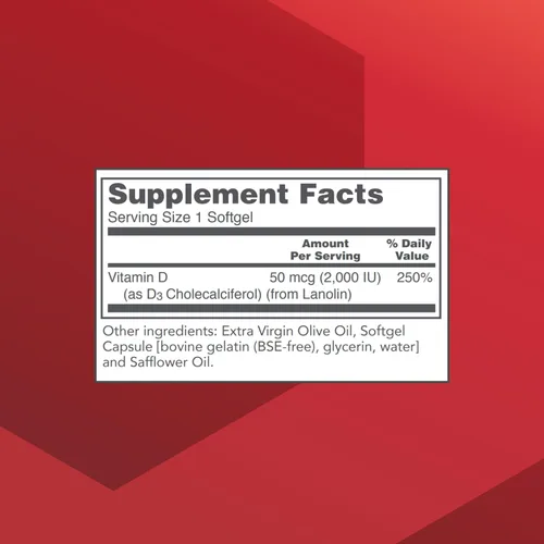 Miniatura 2 de PROTOCOL FOR LIFE BALANCE Vitamina D3 2,000 UI - Apoyo inmunológico, huesos y dientes saludables - 120 cápsulas blandas