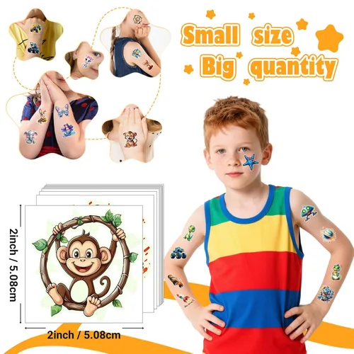 Miniatura 3 de Tatuajes temporales 3D que brillan en la oscuridad para niños, 117 unicornios, sirena, camión, dinosaurio, caricatura, animales, tatuajes falsos