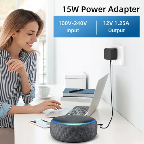 Miniatura 4 de Adaptador de corriente de 15 W compatible con Amazon Echo Dot de 3ª generación Echo Dot (3ª/4ª generación) con reloj Echo Dot Kids Edition Echo Show