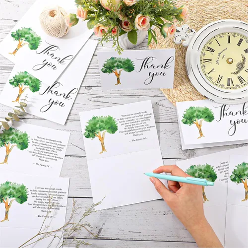 Miniatura 3 de Fumete Juego de 50 tarjetas de agradecimiento funerarias con sobres y calcomanías, tarjetas de agradecimiento de condolencias con mensaje