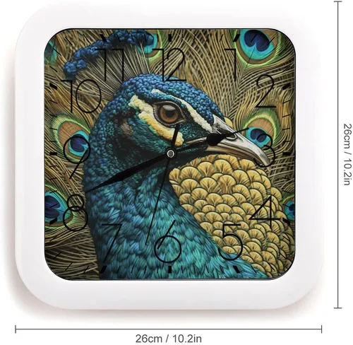 Miniatura 2 de 10" Square Modern Wall Clock,Animal Patterns Print Kitchen Clocks Wall Battery Operated,Silent Non Ticking Unique Funny Cute Wall Clock for Living