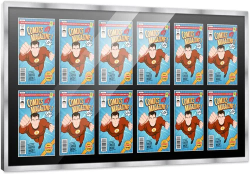 Miniatura 92 de Poster Palooza Marco de cómic con paspartú para 1 cómic de la Edad de Bronce publicado entre 1970 y 1985, marco de cómic negro para cómic de 7.25 x