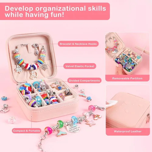 Miniatura 2 de Kit de Fabricación de Pulseras con Abalorios de ELLENER - Un Regalo Perfecto de Cumpleaños y Vacaciones para Niñas de 6, 7, 8, 9, 10 Años con Caja