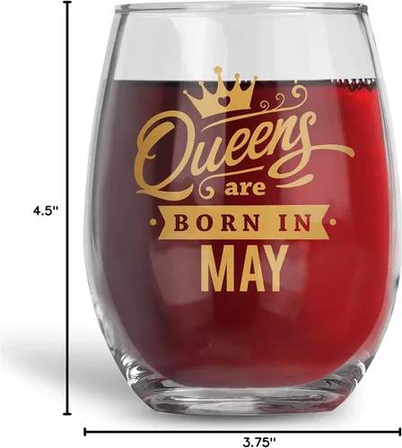 Miniatura 5 de BAD BANANAS Regalos de cumpleaños para mujeres – Queens Are Born In May – Tauro y Géminis – Copa de vino sin tallo de 21 onzas – Regalos de feliz