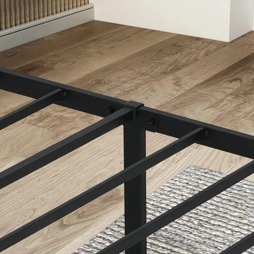 Miniatura 6 de Base de cama King de 12 pulgadas con cabecero, marco de cama de metal resistente con almacenamiento, base de cama de colchón no necesita somier