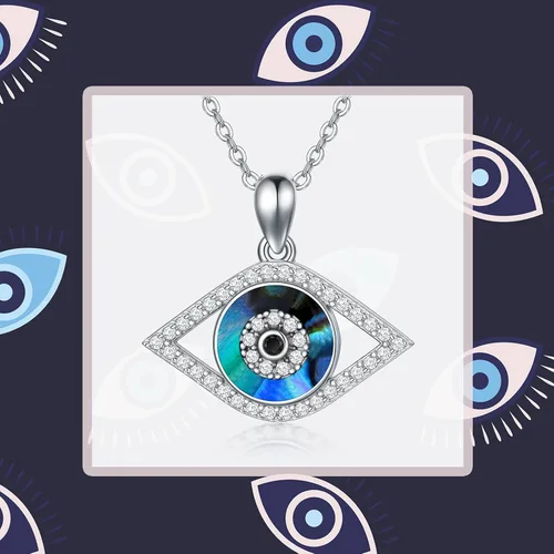 Miniatura 5 de PEIMKO Collar con dije de ojo turco de plata de ley 925, joyería de protección griega para mujer