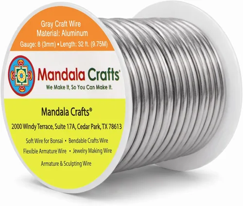 Miniatura 339 de Mandala Crafts - Alambre de aluminio anodizado de 8 calibre para hacer joyas - 9.75 m de alambre flexible negro colorido - Flexible para bonsái