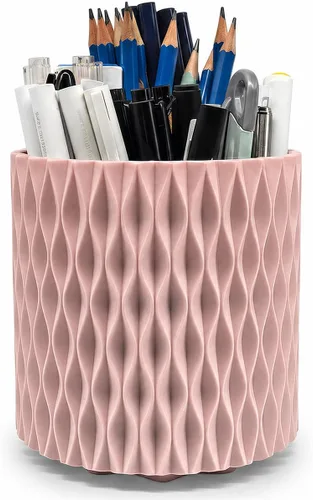 Miniatura 9 de Lebenrich Aesthetic Black Pen Holder for Desk, Rotating Plastic Desk Pencil Holder Organizer for Home School Office