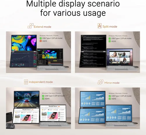 Miniatura 5 de ASUS ZenScreen Duo OLED 360° Monitor Portátil Plegable (MQ149CD) - Dual de 14 pulgadas, 16:10, 1920x1200, DisplayHDR400 True Black, 100% DCI-P3