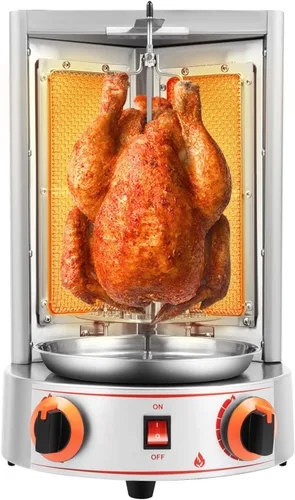 Máquina de Asador de Shawarma Eléctrica Weglae, Asador Vertical de Acero Inoxidable, Máquina de Barbacoa Comercial, Máquina Rotisserie de Encimera