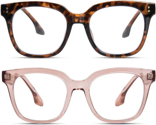 Miniatura 8 de Gafas de lectura de gran tamaño para mujeres y hombres, marco grande, cuadrado, bloqueo de luz azul, para lectura de computadora, bisagra de resorte