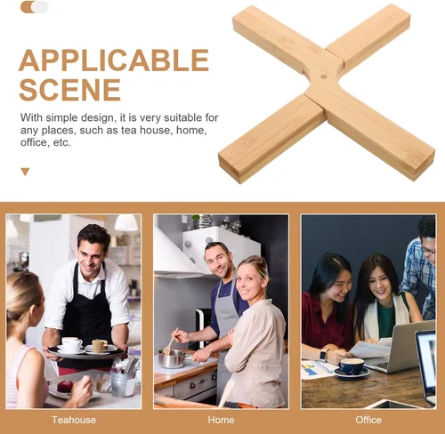 Miniatura 3 de Tapete plegable de bambú para ollas, salvamanteles de madera para platos calientes, salvamanteles plegables de Navidad para platos calientes
