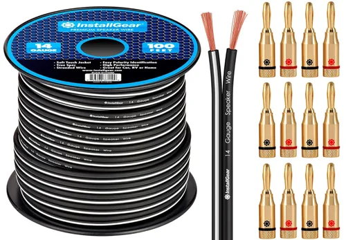 Miniatura 8 de InstallGear Cable de altavoz de calibre 14 de 30 pies, cable de altavoz de audio de automóvil de aluminio revestido de cobre para sistemas estéreo