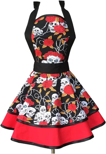Miniatura 12 de Hyzrz Delantales lindos hechos a mano de algodón estilo retro para mujeres y niñas, delantal de cocina para pasteles y cocina, para regalo de madre