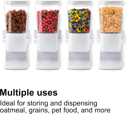 Miniatura 4 de Dispensador de cereales para encimera, paquete de 2, dispensador de alimentos secos de 3.2 L, contenedores organizadores de aperitivos con tapas