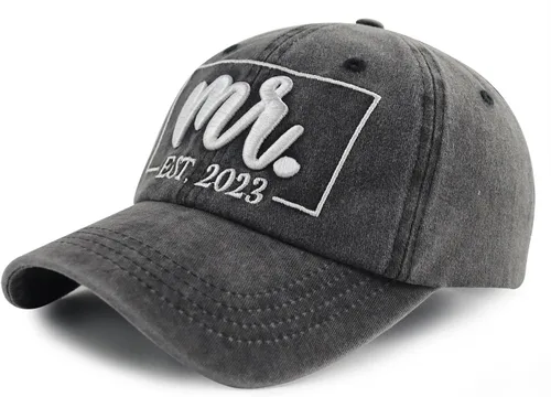 Miniatura 3 de 2PCS Mr and Mrs Est 2023 2024 Hats for Men Women, Funny Adjustable Embroidered Cotton Birthday Baseball Cap