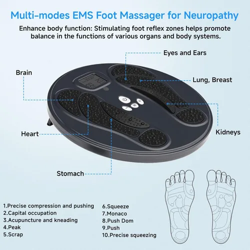 Miniatura 6 de Aprobación de la FDA - Estimulador muscular electrónico para masaje de piernas y pies con neuropatía, masajeador de pies EMS para alivio del dolor