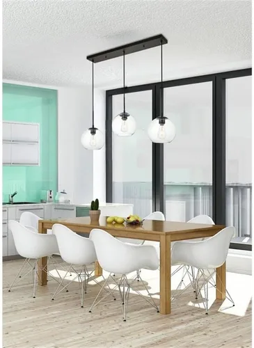 Miniatura 2 de Elegant Lighting Living District Baxter - Colgante de metal con 3 luces, acabado negro y transparente