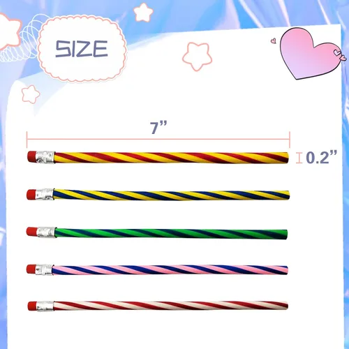 Miniatura 2 de 35 lápices suaves flexibles de 7 pulgadas, rayas coloridas para el día de San Valentín, regalo del día del niño, estudiantes, regalos de aula