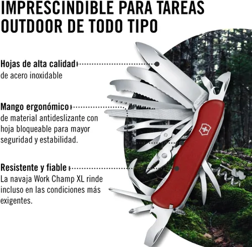 Miniatura 6 de Victorinox Work Champ XL - Cuchillo suizo de bolsillo con 31 funciones, color rojo