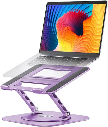 Miniatura 7 de AOEVI Soporte ajustable para computadora con base giratoria de 360°, elevador ergonómico plegable para computadora portátil para escritorio