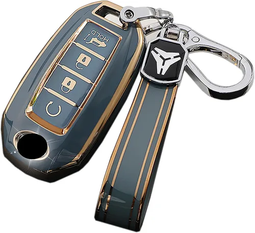 Miniatura 3 de ontto Funda de llave de 4 botones compatible con Infiniti Key Fob Shell Anti-arañazos TPU Key Skin para Q50 Q60 QX50 QX55 QX60 2019 en adelante Beige