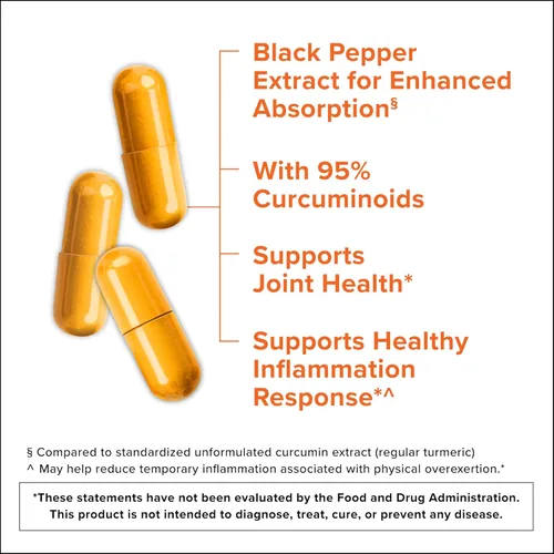 Miniatura 2 de Qunol Cúrcuma Curcumina con pimienta negra, 2250 mg de extracto de cúrcuma con 95% de curcuminoides, suplemento de cúrcuma extra fuerte, absorción