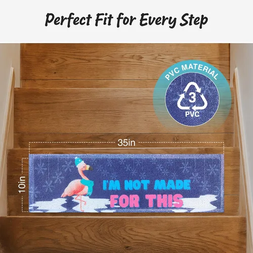 Miniatura 2 de Pisadas antideslizantes de 35 x 10 para escaleras, flamencos, peldaños de goma para escaleras, tapetes para exteriores