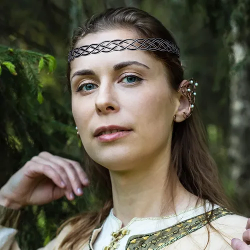 Miniatura 2 de Coteeza Fairy Circlet Medieval Crown Handmade Viking Braided Headpiece Celtic Headband Tiara Silver and Black Renaissance Cosplay fashion Hair