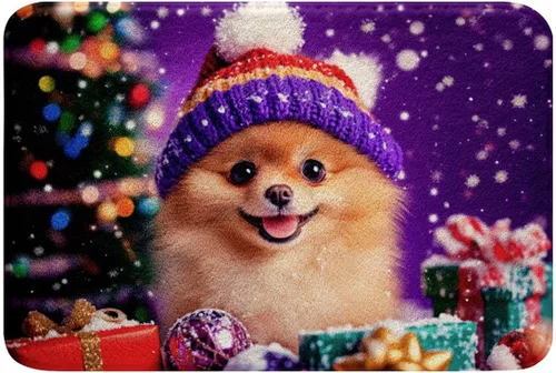 Miniatura 12 de Erosebridal Cartoon Dog Bathroom Rugs Pomeranian Dog Bathroom Accessories Cute Puppy Doormats Floor Mats Pet Animal Entryway Rug 16"X24",Water