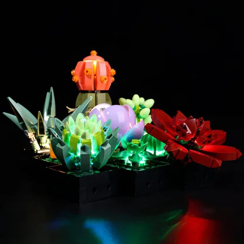 Miniatura 6 de Kyglaring Kit de iluminación LED para Lego Succulents 10309 - Juego de construcción de modelos, moderno, multicolor, interior, control remoto