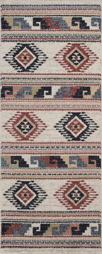 Miniatura 9 de Abani Alfombra multicolor con diseño del suroeste, alfombra de comedor con patrón tribal naranja, gris y beige que no se desprende (3 x 5 pies)