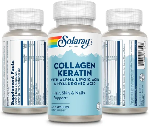 Miniatura 7 de SOLARAY Queratina de colágeno con ácido alfa lipoico y ácido hialurónico - Pastillas de colágeno tipo I, II y III - Apoyo a la salud del cabello
