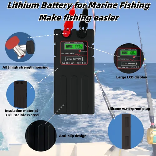 Miniatura 4 de Batería de litio de 14000mAh 14.8V, adecuada para barcos de pesca oceánica y carretes eléctricos, para carretes eléctricos Daiwa Shimano (14000 mAh)