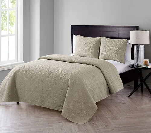 Miniatura 5 de VCNY Home Edredón para cama individual – Edredón individual alternativo de 2 piezas, colcha floral con funda (Caroline, ropa de cama gris)
