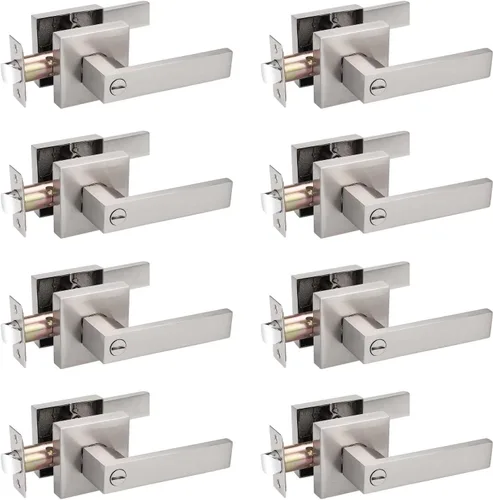 Miniatura 25 de Priobrico - Manija de puerta interior de bronce aceitado con cerradura, manijas de puerta de privacidad para dormitorio, perillas modernas de puerta